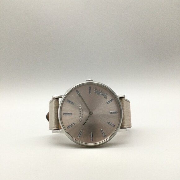 Coach Perry Watch Women 36mm Silver Tone Champagne Leather Band New Battery main image 14